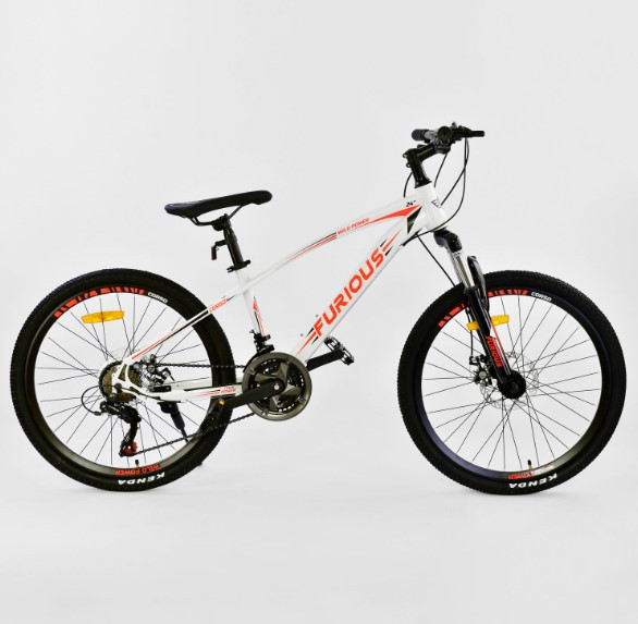 Велосипед Спортивний CORSO FURIOUS JYT 009 — 9983 колеса 24" дюйма WHITE рама металева 13", 21 швидкість