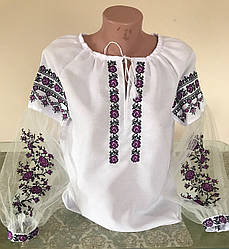 Дитяча вишиванка "Трояндочки" фіолет