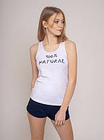 Комплект жіночий для сну майка та шорти  Vivioji 100% natural Білий розмір S (12307)