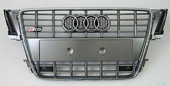 Решетка радиатора Audi A5 8T (07-11) стиль S5 (серебро)