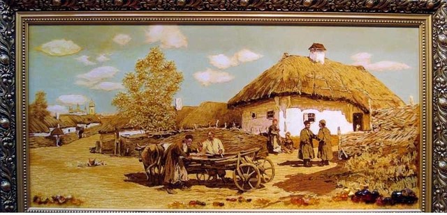 Картина з бурштину "Пейсаж був років" 40х60 см, фото 1