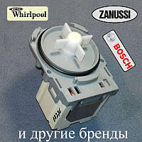 Зливний насос Askol M114 для пральної машини Whirlpool, Zanussi тощо (три засувки, роздільні клеми)