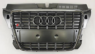 Решетка радиатора Audi A3 8P рестайл (08-12) стиль S3 (серая)