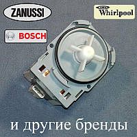 Сливной насос Askol M220 для стиральной машины Whirlpool, Zanussi и т..д. (три защёлки, клеммы спаренные)