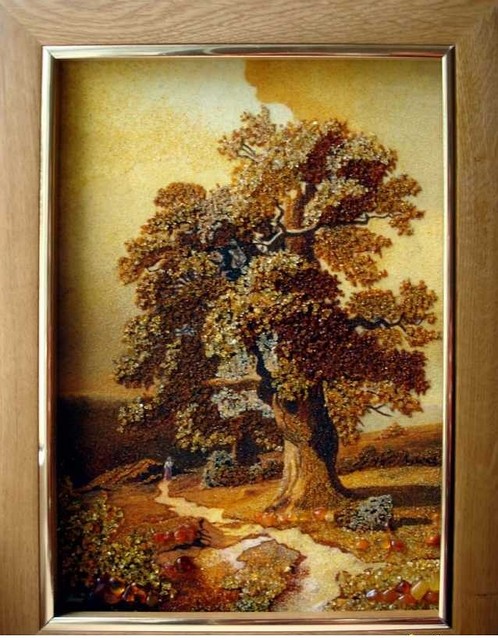 Картина з бурштину "Мудроє дерево" 20х30см, фото 1