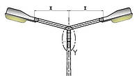 Кронштейни (головники) 2 ріжковий зварений для опор вуличного освітлення 1,5 м