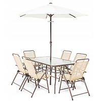 Набір садових меблів PALERMO + Стіл + 6 стільців + Парасолька