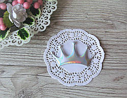 Патчі Корона Велика з екошкіри срібло 8 см на 4.4 см