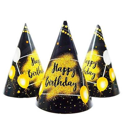 Ковпачки паперові "Happy birthday" (5шт.), Польща, 15 см, фото 1