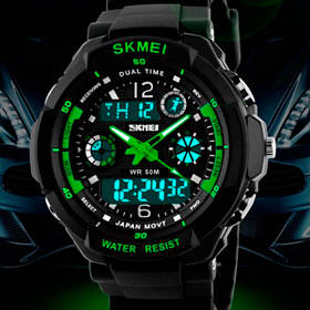 Чоловічий тактичний спортивний годинник Skmei S-Shock Green 0931
