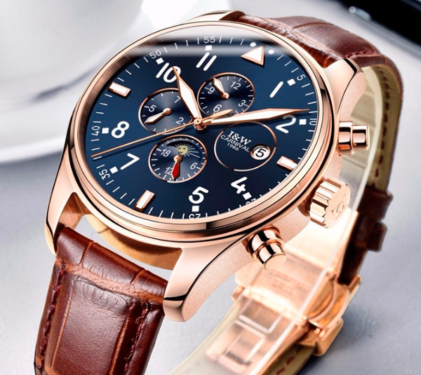 Чоловічий механічний годинник Carnival Grand Brown (автопідзавод, 25 каменів, сапфірове скло), фото 1