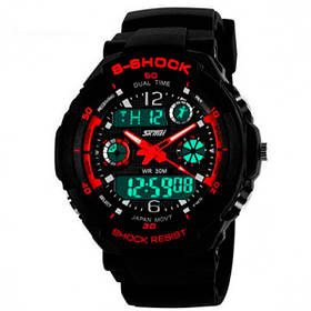 Дитячий спортивний годинник Skmei S-Shock Red 0931R з будильником і секундоміром