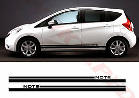 Вінілові наклейки на авто " Смуги 074 Nissan Note " 7х190 см 2 шт