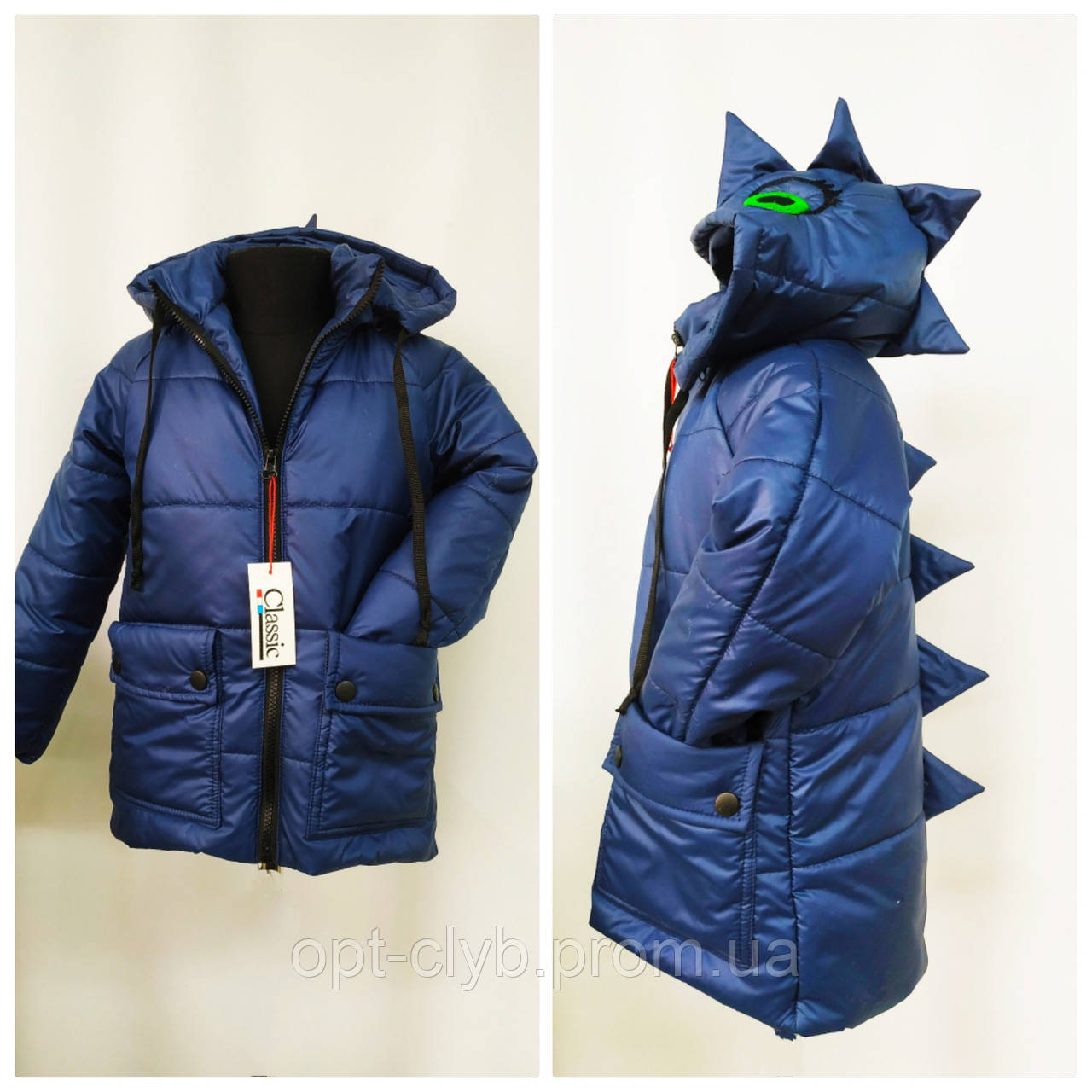 Тепла дитяча куртка "Дракошка" синя для дівчаток від 3 до 6 років