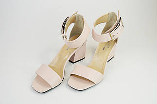 Босоніжки пудра на підборах Derem 2569 шкіра 36 розмір, фото 3