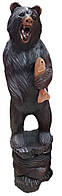 Напольная статуя "Медведь с рыбой" из дерева суара 150см 40кг Индонезия (29368)