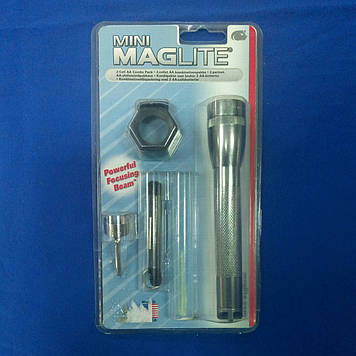 Ліхтарик MagLite +кліп,шнурок,светофил.+2R6 сірий