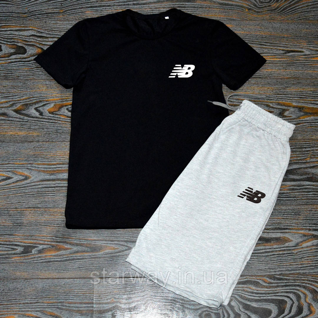 Комплект футболки та шорти New Balance  ⁇  чорний верх сірий низ