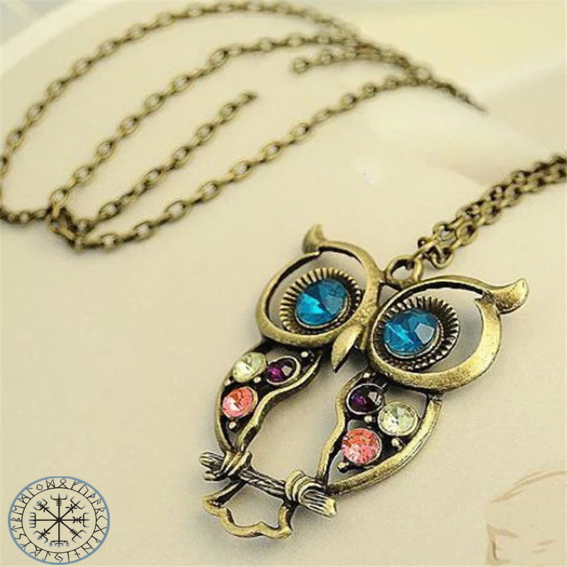 Вишукана Підвіска кулон сова OWL зі стразами довгий ланцюжок