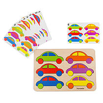 Дерев'яна іграшка Кольорові машинки Познавалка Poznavalka