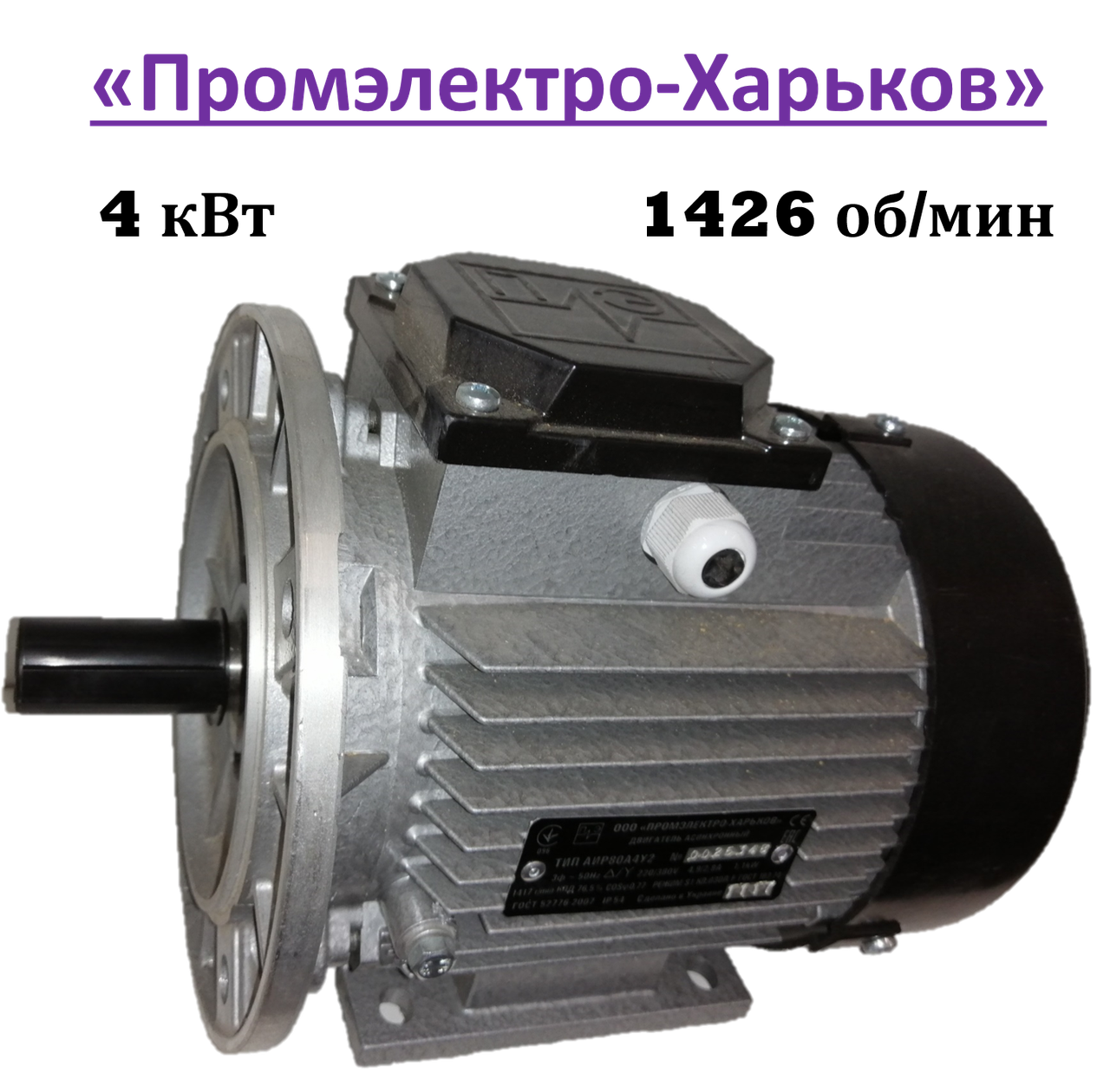 Електродвигун трифазний "Промелектро-Харків" АІР 100 L4 У2 (4 кВт, 1426 об/хв., 380 В, лапи/фланець)