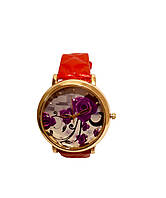 Часы женские кварцевые "Фиолетовый цветок" Красный