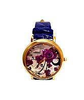 Часы женские кварцевые "Фиолетовый цветок" Синий опт