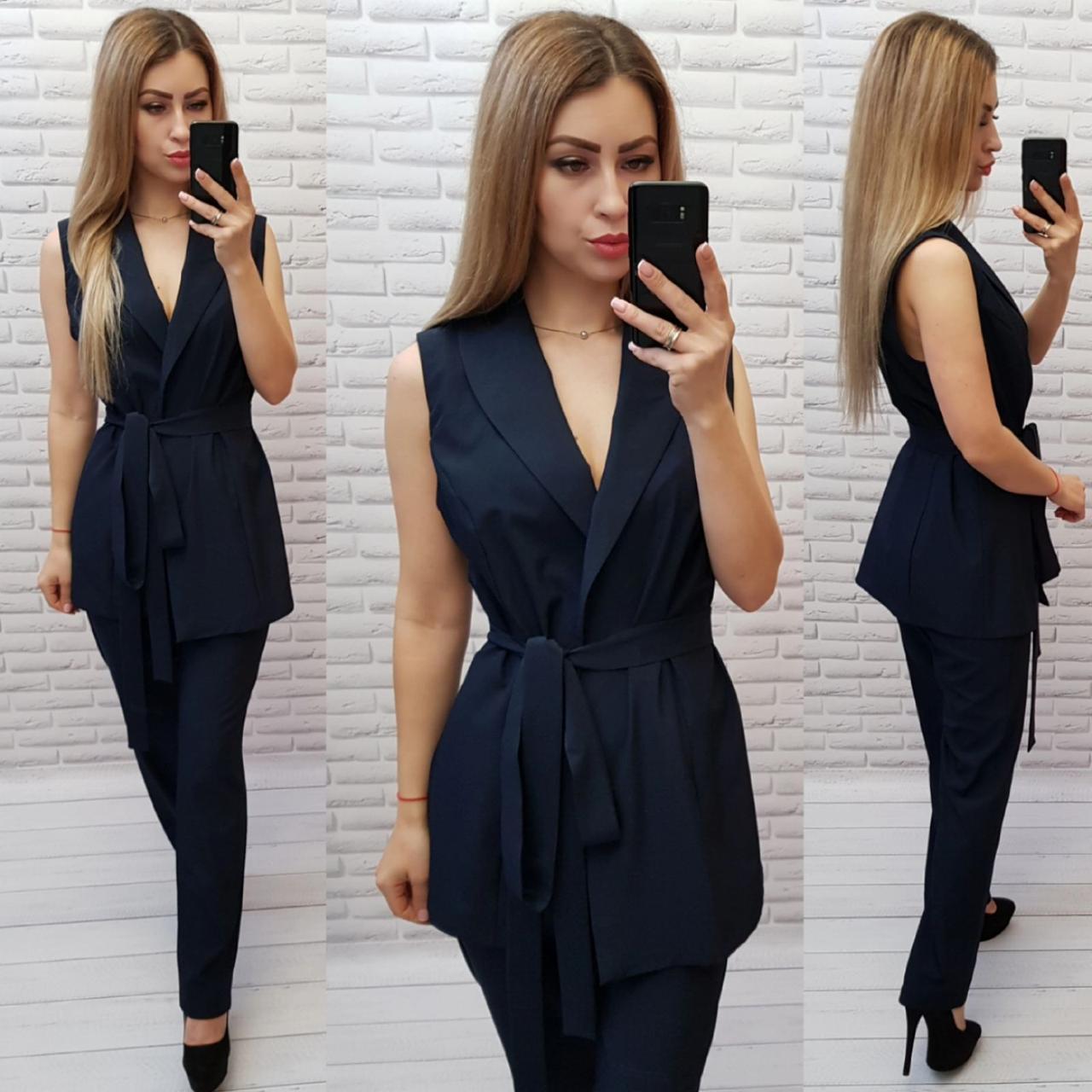 Жіночий костюм двійка, є великі розміри. арт 610, колір темно-синій