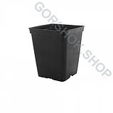 Горщик квадратний 0.3 л / 8х8х8 см для розсади та квітів * технічний пластиковий чорний горщик для рослин, фото 3