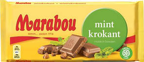 Швейцарський молочний шоколад із м'ятою Marabou Mint Krokant 200 г