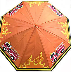 Парасолька дитяча №13715 "Пожежні машини" зі свистком 50см (тростина)