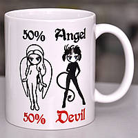 Чашка біла 50% Angel, 50% Devil