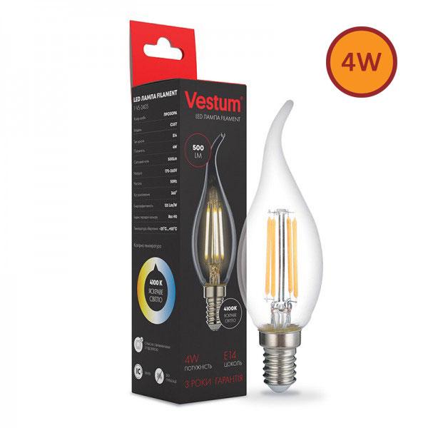 Філаментна лампа LED Vestum С35Т Е14 4 Вт 220 V 4100 К