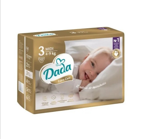 Підгузки памперси для дітей дада Dada extra care 3, 4-9 кг (40 шт.)