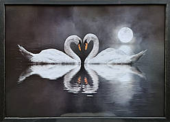 Фотокартина в дерев'яній рамі "Swans 1", 50х70 см