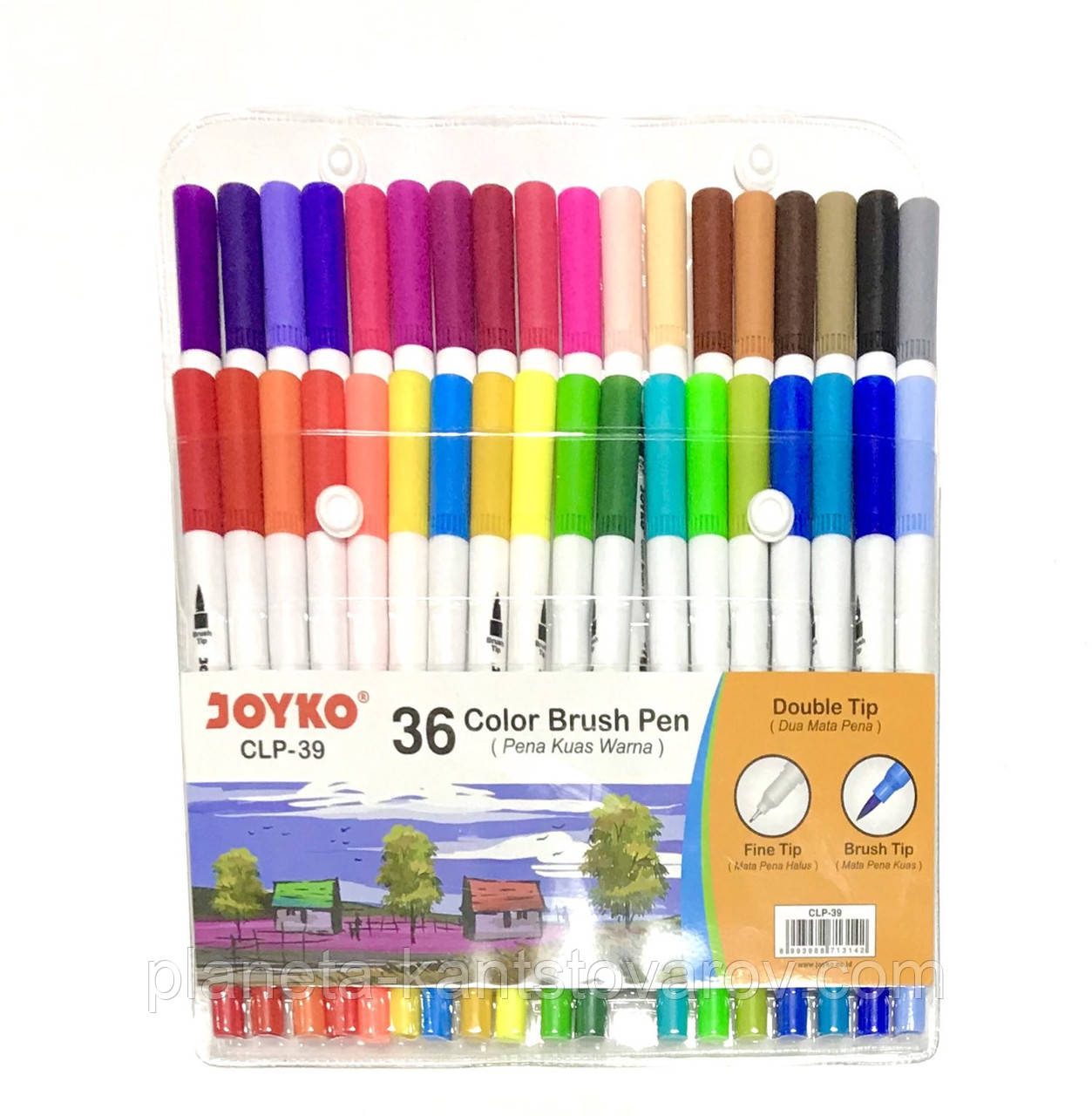 Фломастеры двухсторонние JOYCO 36 цветов с мягкой кистью + LINER CLP-39