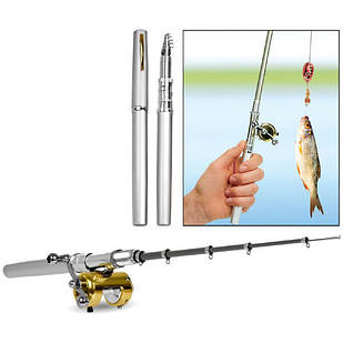 Складна міні вудка 97 см Fishing Rod In Pen Case Grey