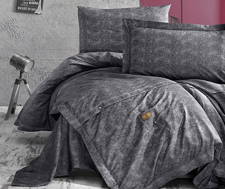 Комплект постільної білизни First Choice Ranforce Deluxe ранфорс євро арт.Jeans Gri, фото 2
