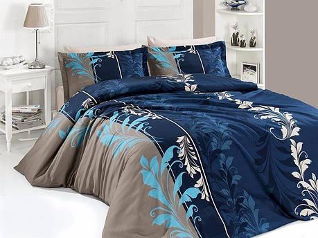 Комплект постільної білизни First Choice Satin Cotton Євро сатин арт.Eylul petrol, фото 2