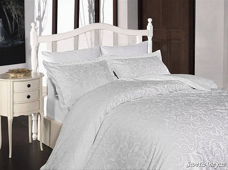 Комплект постільної білизни First Choice Satin Cotton сатин євро арт.Sweta beyaz, фото 2