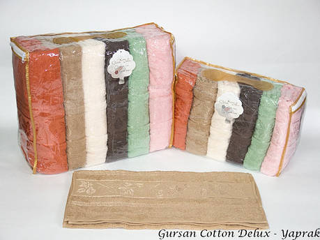 Набір рушників для особи Gursan Cotton 50*90 см махрові банні Yaprak 6шт, фото 2