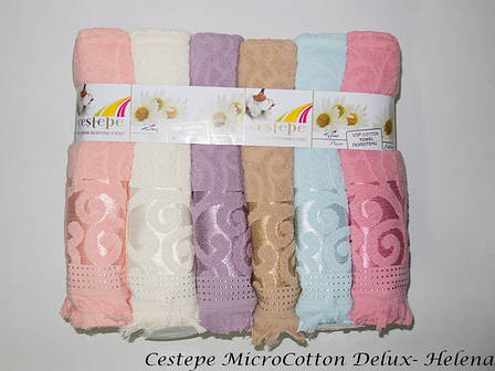 Набір рушників Cestepe Microcotton Deluxe Helena з бахромою 70*140см 6шт, фото 2