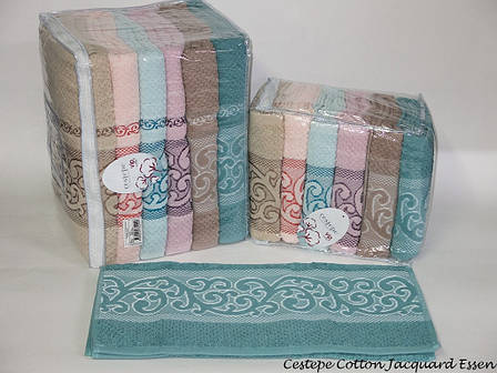 Набір рушників для тіла Cestepe Vip Cotton 70x140 см махрові лазеві Jacquard Essen 6 шт., фото 2