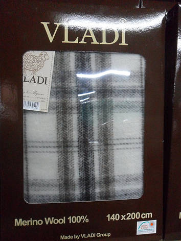 Плед Vladi Марсель полуторний 140x200 см вовняний біло-бежевий велика карта в коробці, фото 2