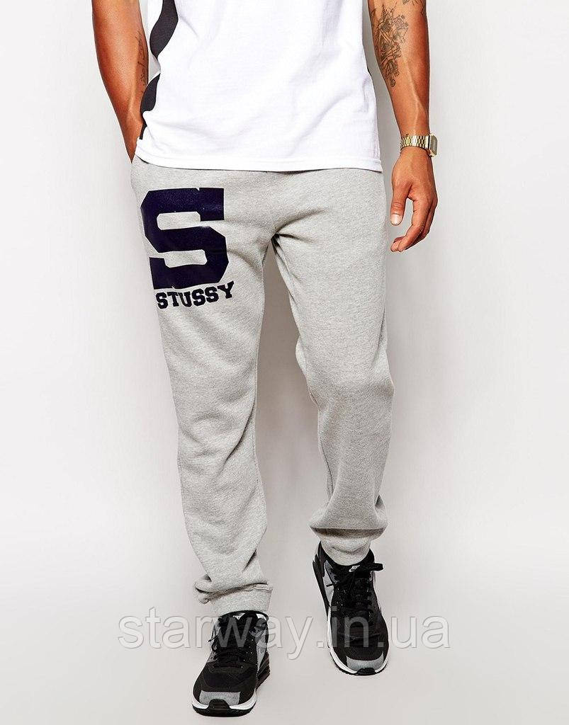 Спортивні сірі штани stussy black logo