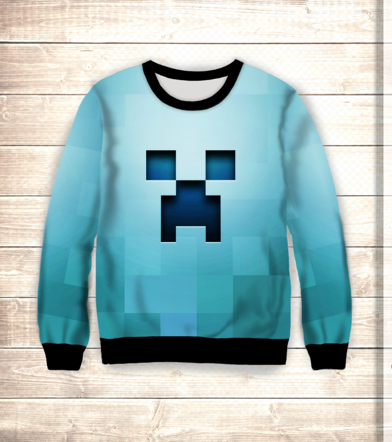 Світшот 3D Minecraft/Свитшот Майнкрафт BLUE