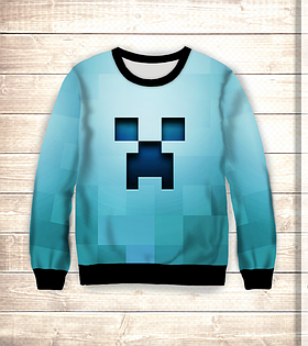 Світшот 3D Minecraft/Свитшот Майнкрафт BLUE ВСІ Розміри