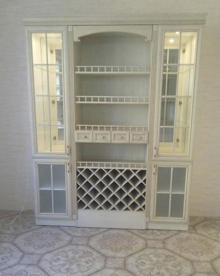 Буфет кухонный для посуды белый МДФ профиль (220х160х45 см)