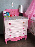 Дитячий сповивальний столик / комод 3 ящика рожевий МДФ (122х90х70 см)