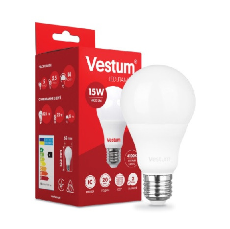 Світлодіодна лампа E27 15 W 4100 K VESTUM